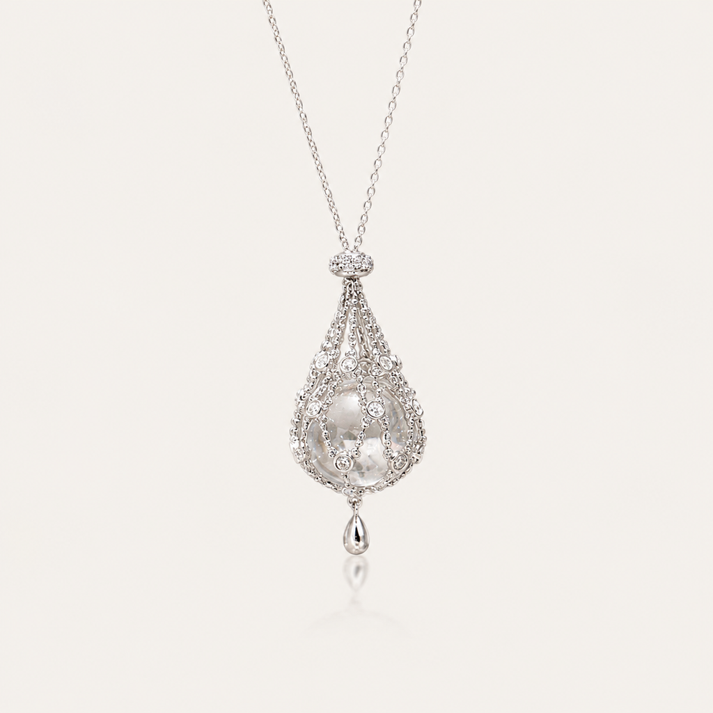 Elegant Pearl Drop Pendant Necklace – 925 Silver Minimal Luxury Necklace for Women