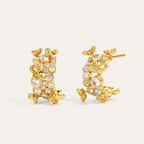 Golden Bloom Floral Zircon Hoop Earrings