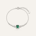 Emerald Green Halo Sterling Silver Bracelet Light Luxury High-End Diamond