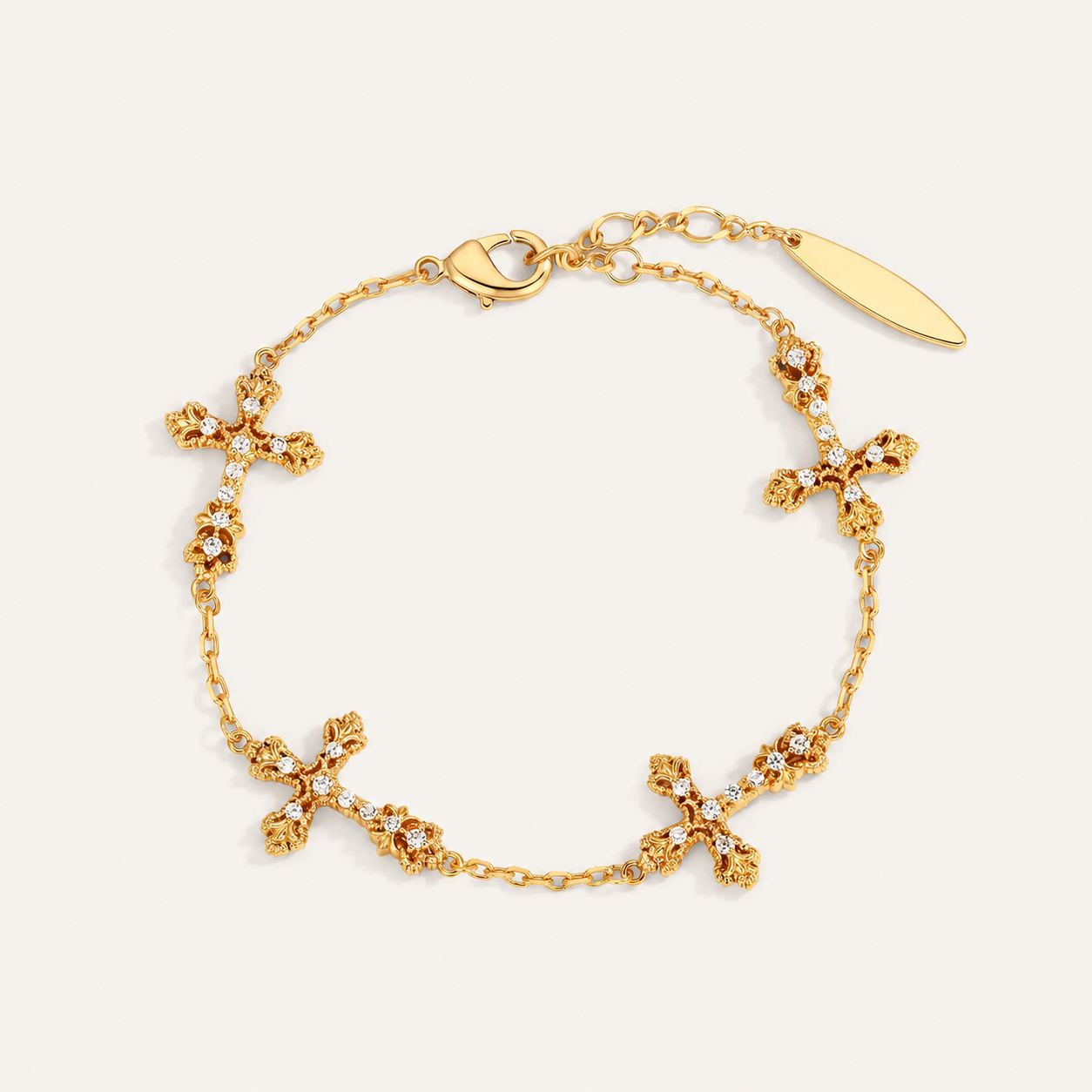 Vintage Relief Cross Bracelet