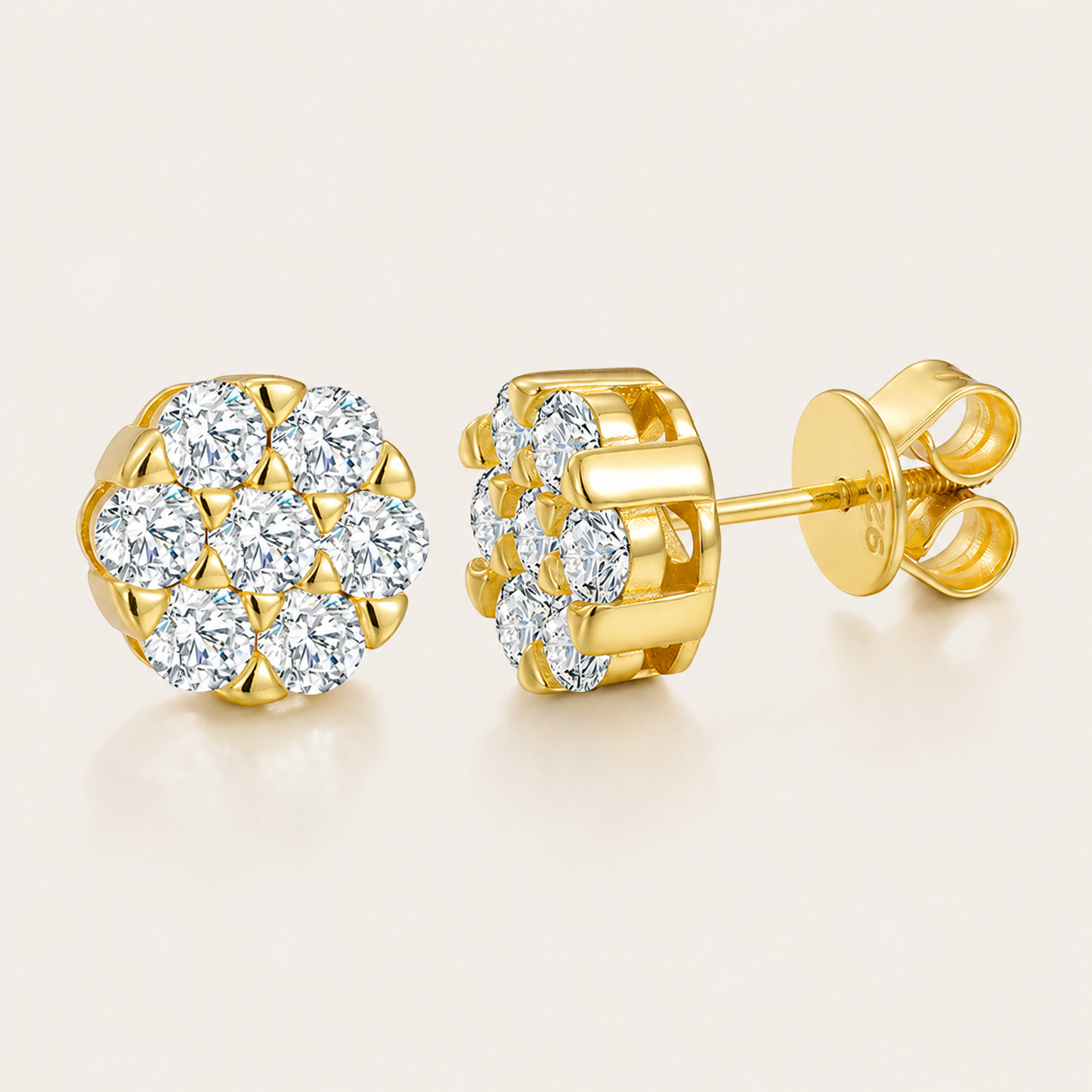 Starlight Aura Sterling Silver Flower Cluster Stud Earrings