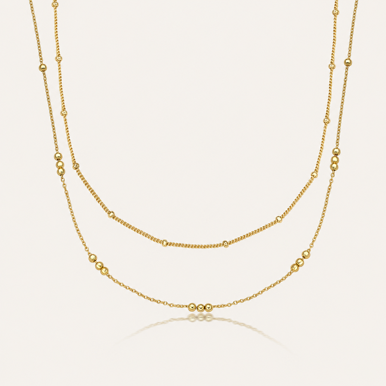 Elegant Layered Gold Beaded Necklace – Delicate 18K Gold Plated Jewelry for Everyday Chic and Versatile Styling
