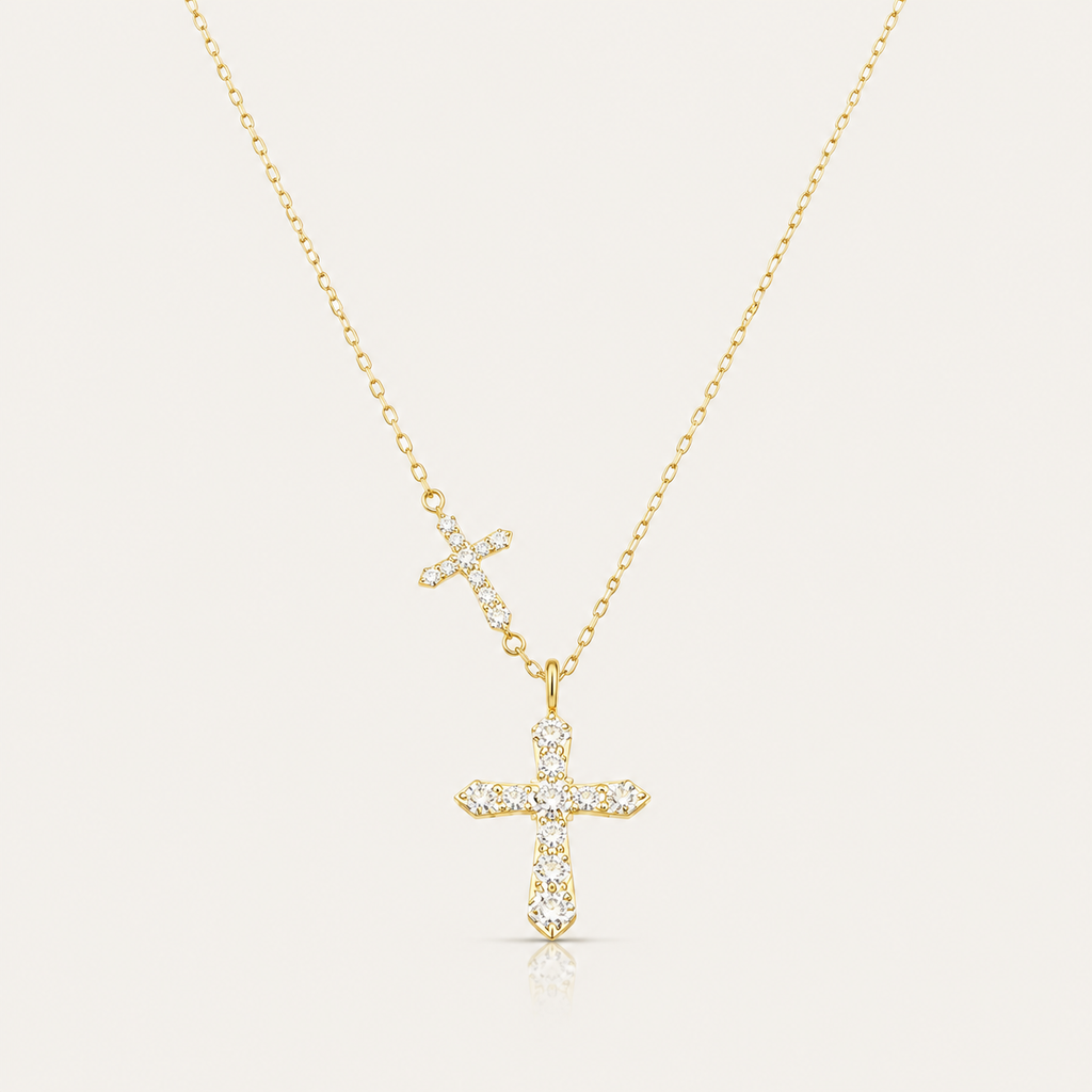 Faith in Light Double Cross Necklace