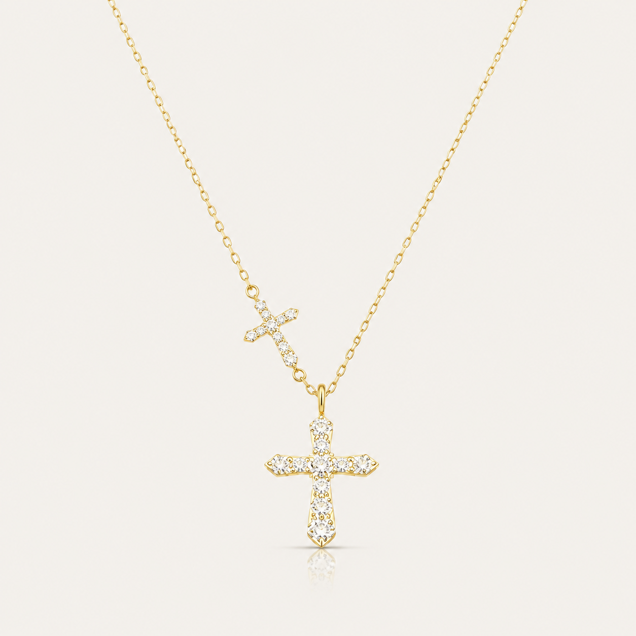 Faith in Light Double Cross Necklace