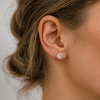 Starlight Aura Sterling Silver Flower Cluster Stud Earrings