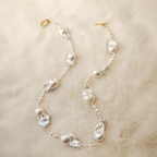 Starlight Aura Baroque Pearl Layered Necklace – Elegant Gold Toggle Statement Chain
