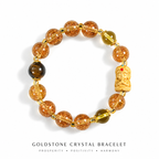 Golden Rutilated Quartz & Tiger Eye Prosperity Bracelet – Handmade Lucky Crystal Beaded Bracelet for Wealth and Positive Energy