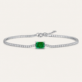 Emerald Elegance Bracelet — 925 Sterling Silver Square-Cut Lab Emerald Bracelet for Women