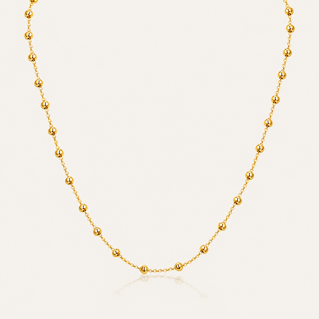 Minimalist Beaded Chain Necklace – S925 Silver Satellite Necklace in Gold & Silver