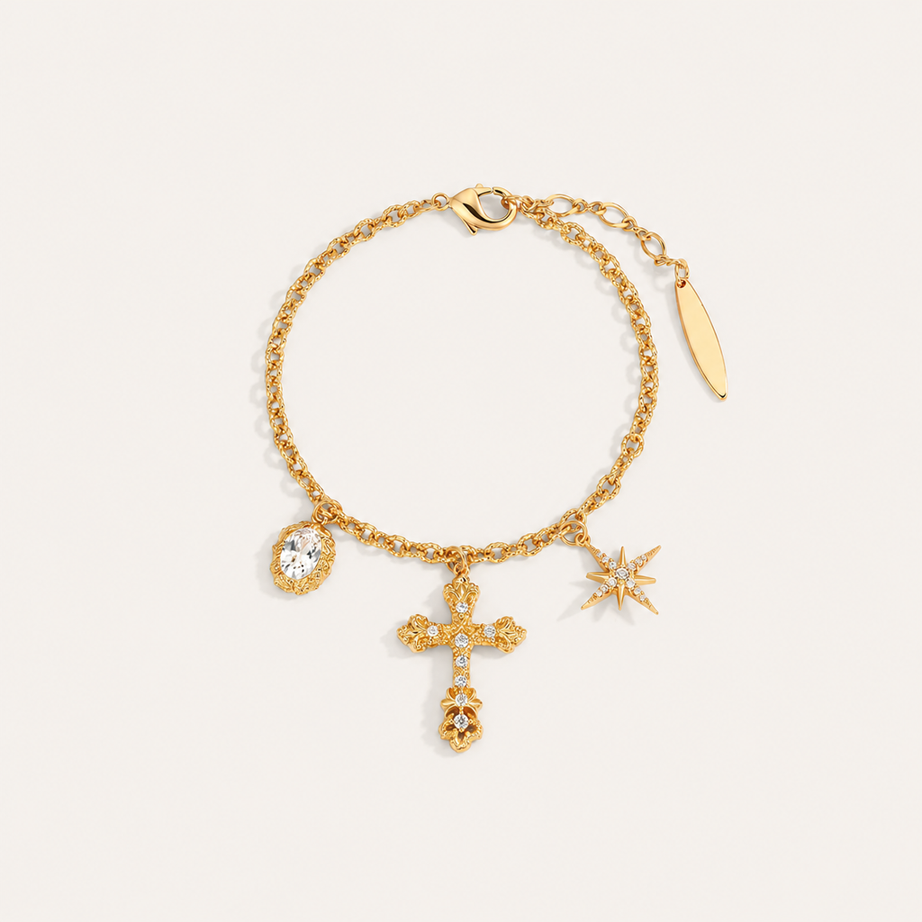 Starlight Aura Star Cross Charm Bracelet