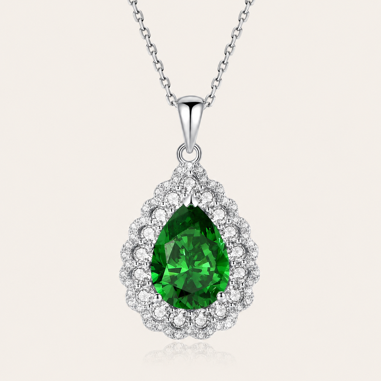 Teardrop Halo Pendant Necklace – Vintage Inspired Crystal Jewelry