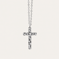 Starlight Aura Dual-Texture Sterling Silver Cross Pendant Necklace