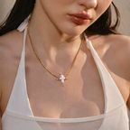 Ocean-Inspired Baroque Pearl Cross Pendant Necklace for Women