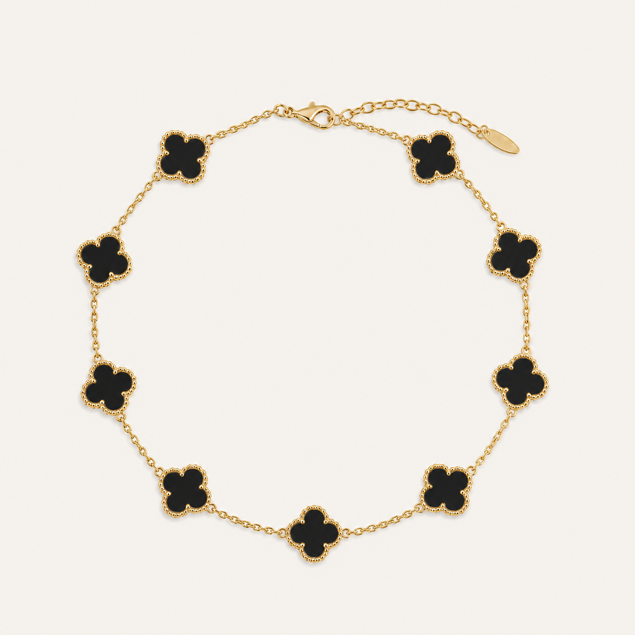 18K Gold-Plated Mother-of-Pearl Four-Leaf Clover Station Necklace