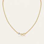 Aurora Bead Ball Chain Necklace with Moissanite Accent – 925 Sterling Silver Minimalist Luxury Jewelry