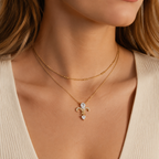 Elegant Fleur-de-Lis Crystal Pendant Necklace – Gold & Silver Tone Jewelry for Women