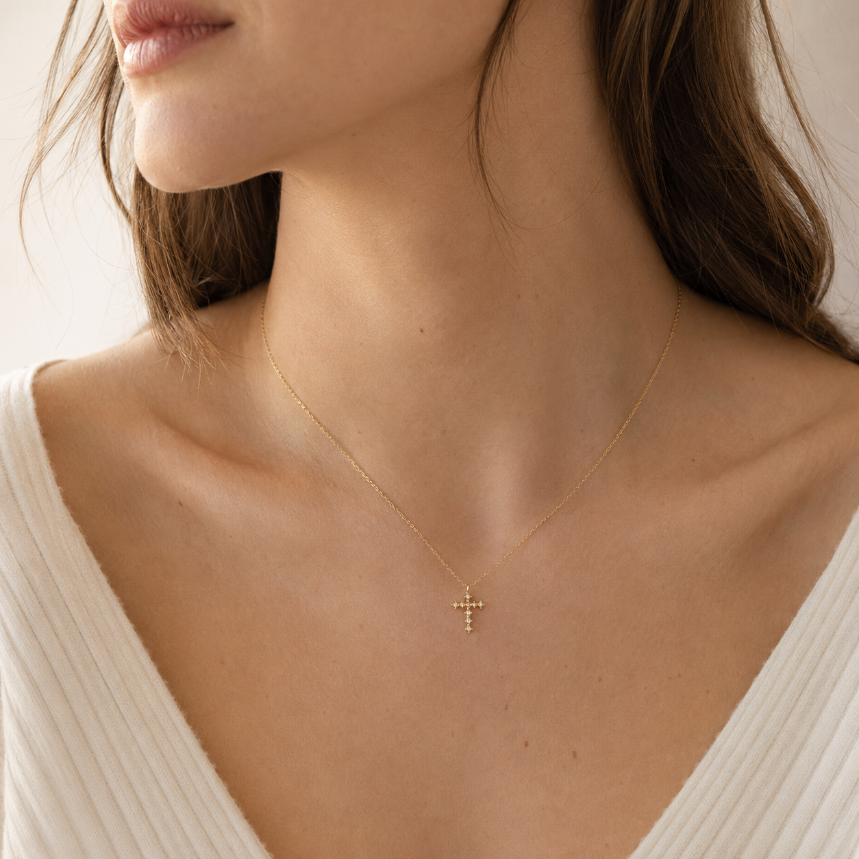Crystal Cross Pendant Necklace