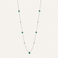 S925 Sterling Silver 18K Gold Plated Emerald &amp Diamond Multi-Stone Starry Pendant Necklace