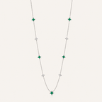 S925 Sterling Silver 18K Gold Plated Emerald &amp Diamond Multi-Stone Starry Pendant Necklace