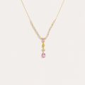 Yellow & Pink Zircon Tassel Necklace