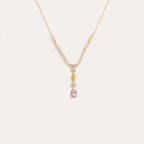 Yellow & Pink Zircon Tassel Necklace