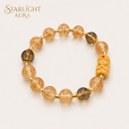 Golden Rutilated Quartz & Tiger Eye Prosperity Bracelet – Handmade Lucky Crystal Beaded Bracelet for Wealth and Positive Energy