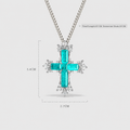 Luxury Paraiba Cross Necklace with Gold Chain and Sparkling Cubic Zirconia Accents