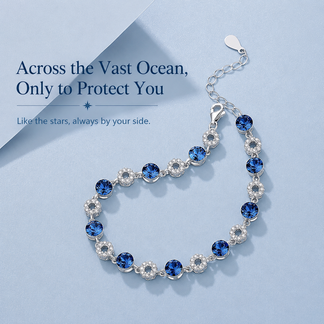 Ocean Secrets Elegant Blue Crystal Bracelet Gift for Her