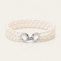 Triple Strand Freshwater Pearl Bracelet — 4-5mm Rice-Shaped High Luster Near-Flawless  Elegant Layered Pearls Jewelry for Women