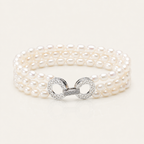 Triple Strand Freshwater Pearl Bracelet — 4-5mm Rice-Shaped High Luster Near-Flawless  Elegant Layered Pearls Jewelry for Women