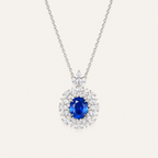 Midnight Bloom Sapphire Pendant Necklace