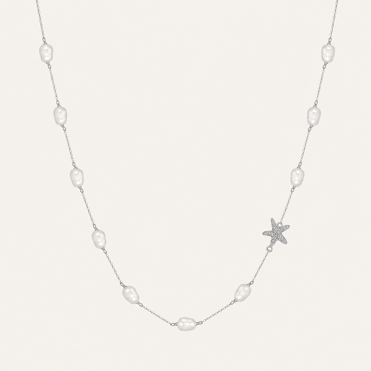 Celestial Pearl Star Necklace – Elegant Freshwater Pearl Chain with Crystal Star Accent | Minimal Luxury Jewelry for Women