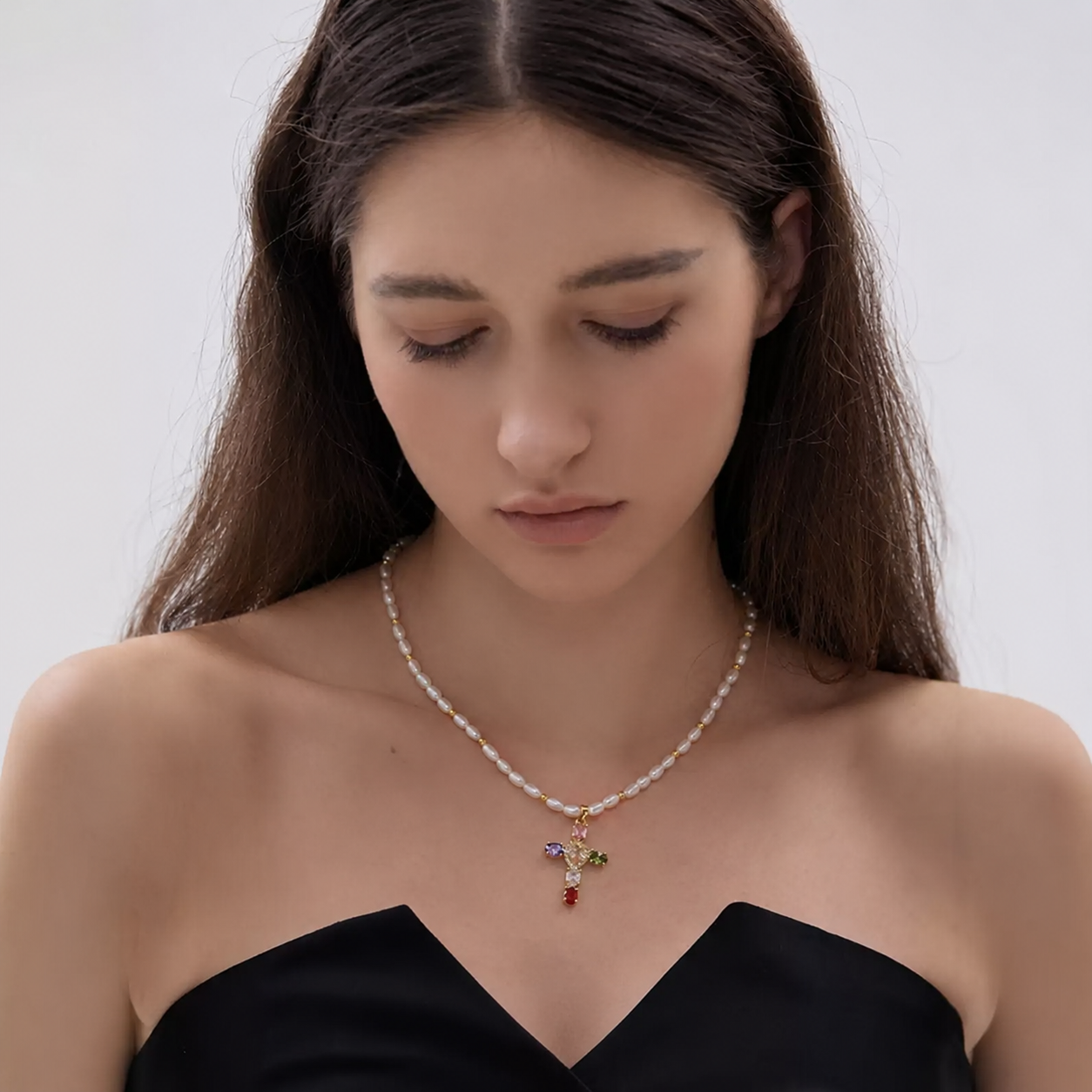 Pearl Cross Pendant Necklace