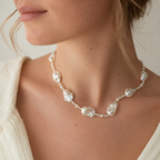 Starlight Aura Baroque Pearl Layered Necklace – Elegant Gold Toggle Statement Chain