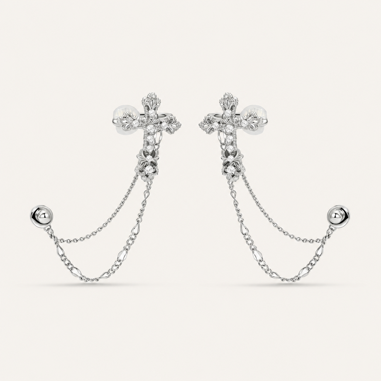 Starlight Aura Cross Chain Ear Cuff Earrings