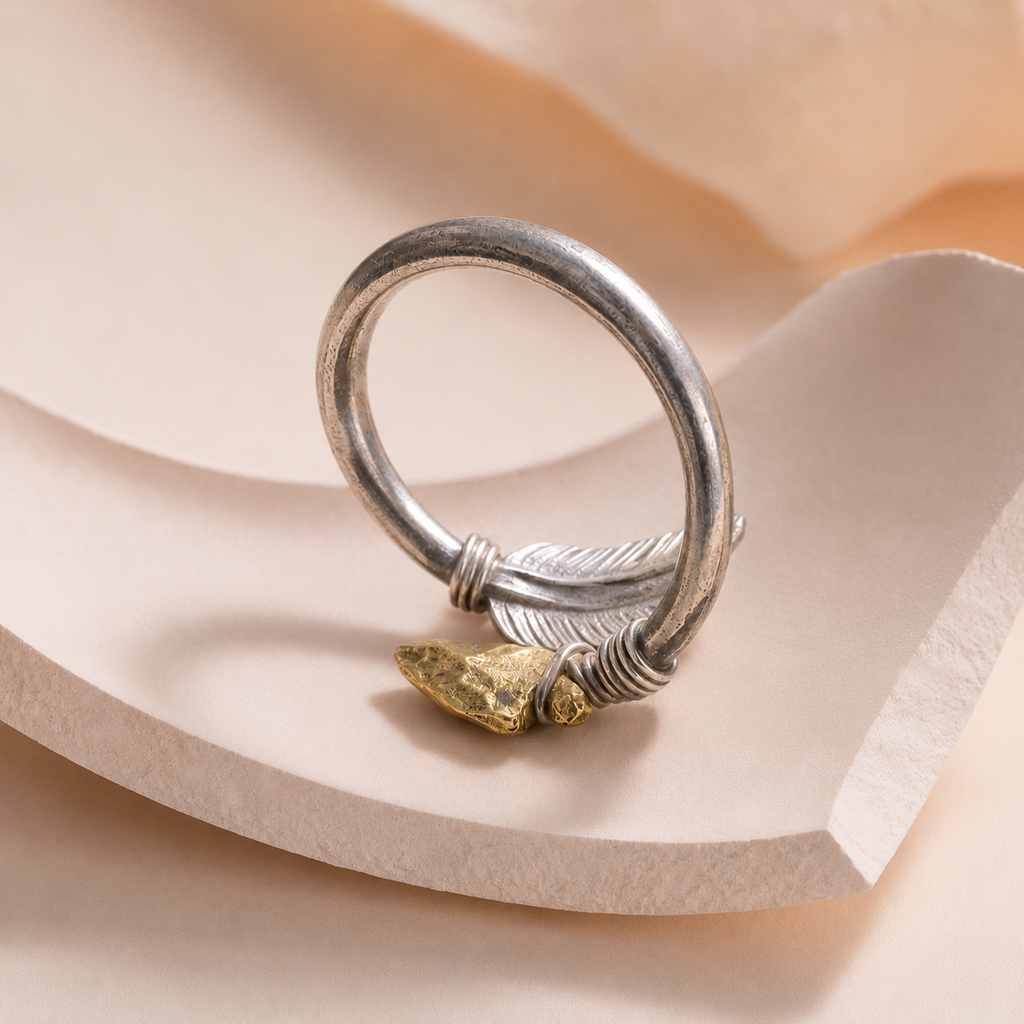 Rune Feather Ring – Adjustable Boho Arrow Design