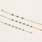 14K Gold Plated Emerald Bracelet for Women — S925 Sterling Silver Multi-Cut Emerald Bezel Set Bangle Bracelet | Minimalist Luxury Everyday Jewelry