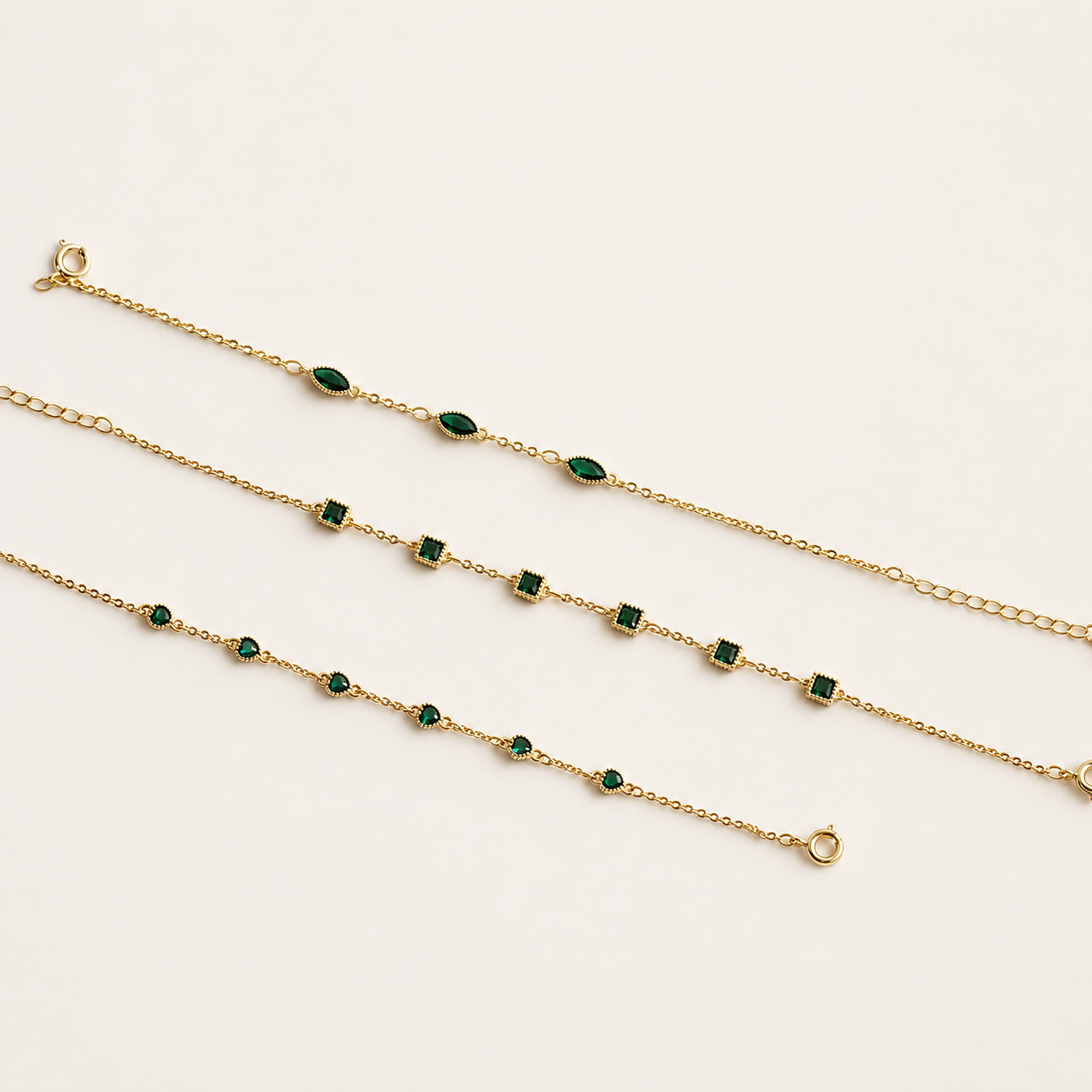 14K Gold Plated Emerald Bracelet for Women — S925 Sterling Silver Multi-Cut Emerald Bezel Set Bangle Bracelet | Minimalist Luxury Everyday Jewelry