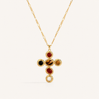 Starlight Aura Five-Stone Cross Pendant Necklace