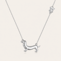S925 Silver Dachshund Necklace – Minimalist Puppy Pendant Collarbone Jewelry