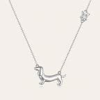 S925 Silver Dachshund Necklace – Minimalist Puppy Pendant Collarbone Jewelry