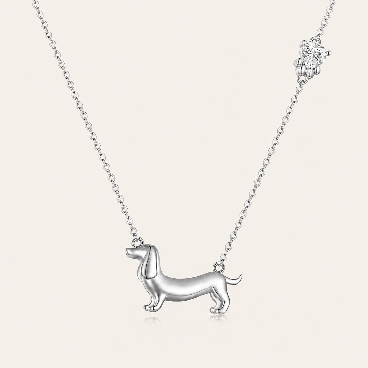 S925 Silver Dachshund Necklace – Minimalist Puppy Pendant Collarbone Jewelry