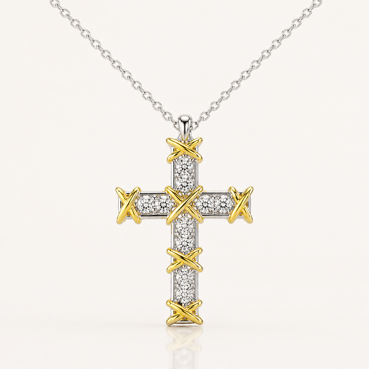 Everbound Crystal Cross Necklace – 925 Sterling Silver