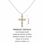 Everbound Crystal Cross Necklace – 925 Sterling Silver