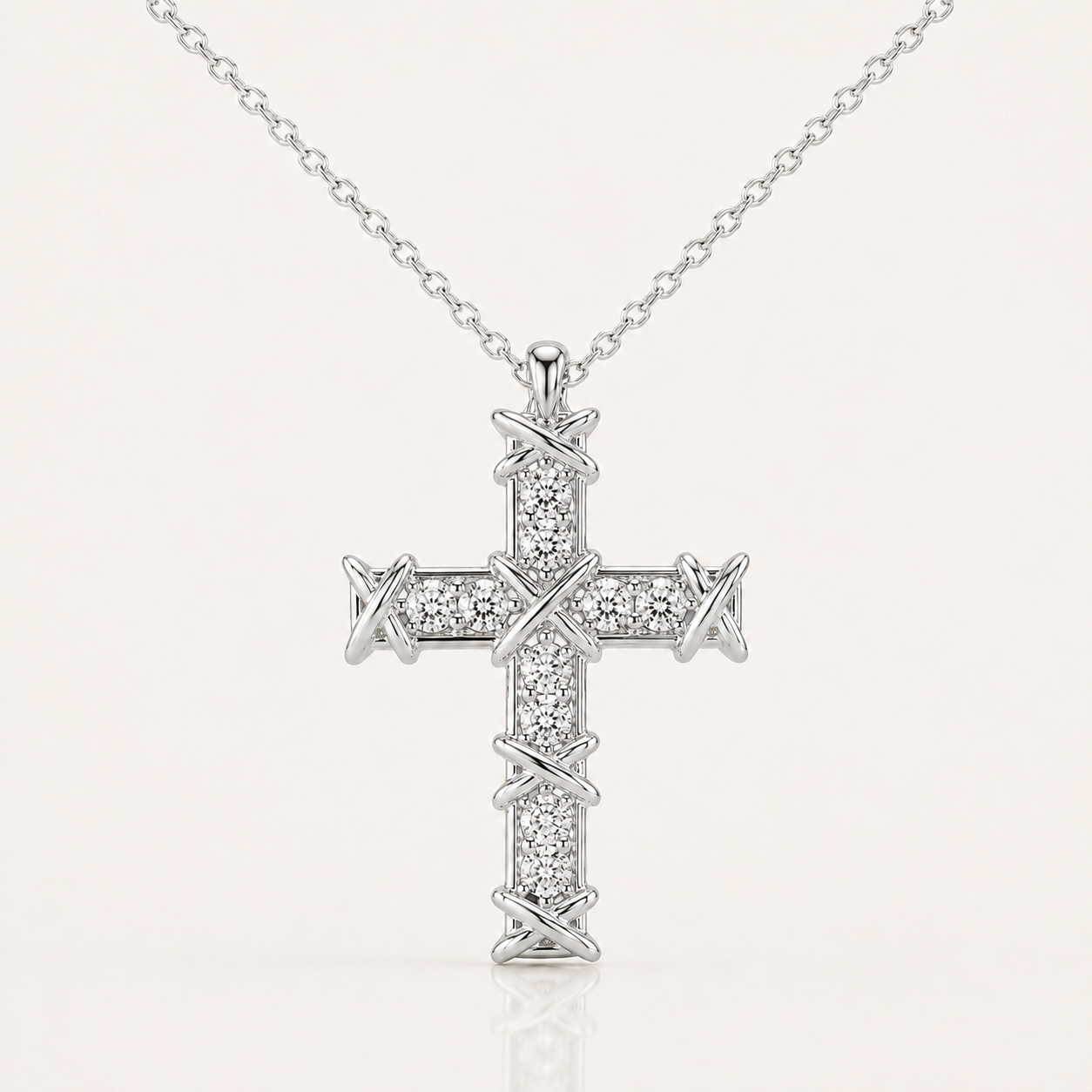 Everbound Crystal Cross Necklace – 925 Sterling Silver