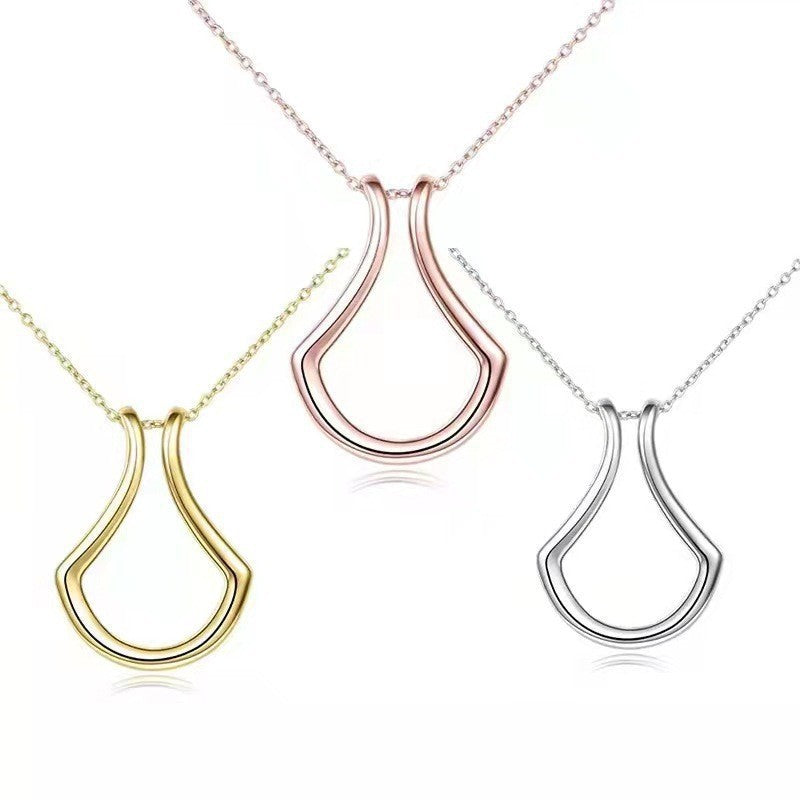 Minimalist Open Teardrop Necklace – S925 Silver Pendant Necklace in Gold & Rose Gold & Silver