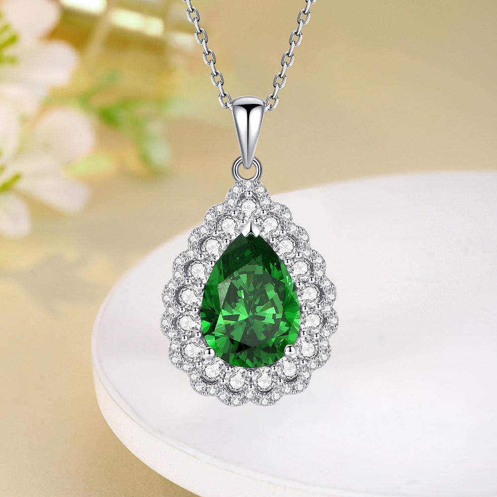 Teardrop Halo Pendant Necklace – Vintage Inspired Crystal Jewelry