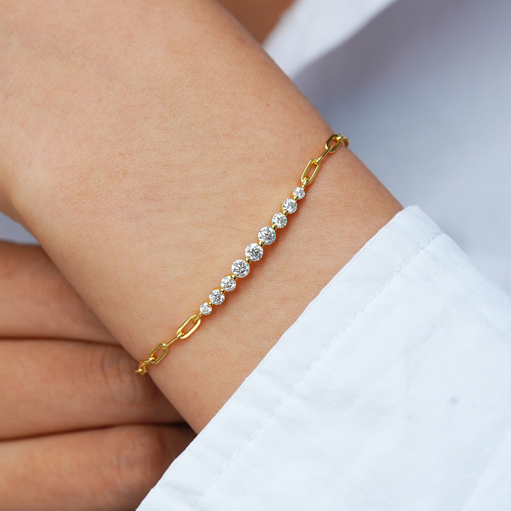 Irregular inline bracelet women's D color moissanite S925 sterling silver ins style niche design hand jewelry cross-border dropshipping