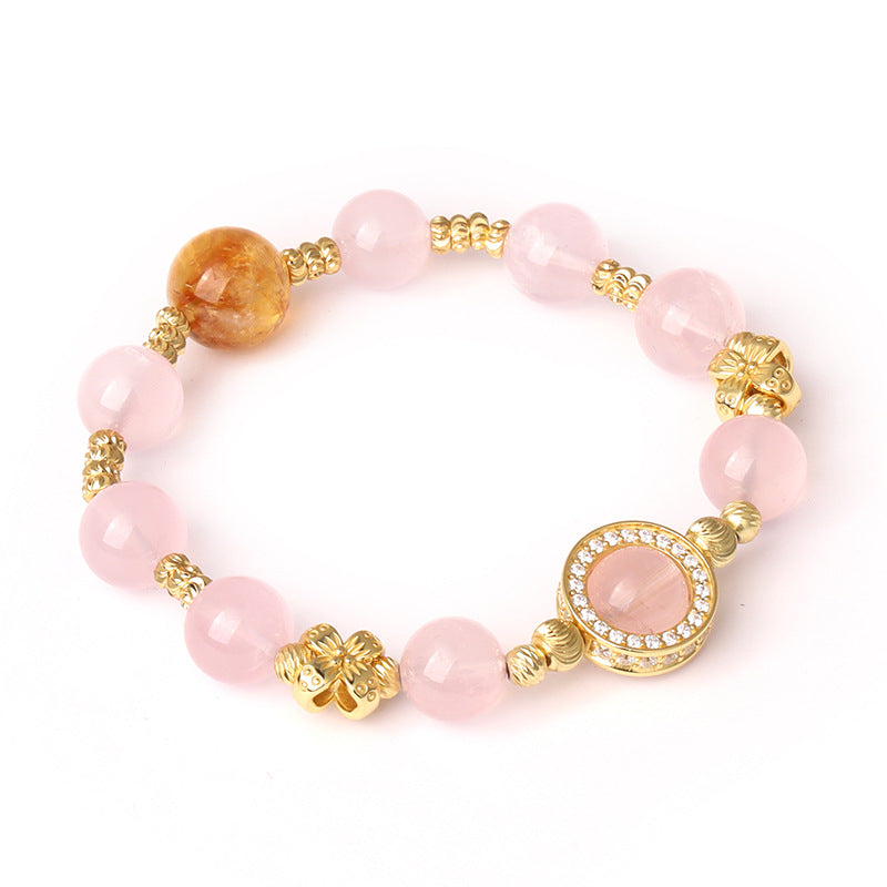 Natural rose quartz bracelet, starry coiled sunstone niche design, premium rose quartz bracelet wholesale
