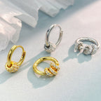 Elegant Gold Hoop Earrings with Sparkling Crystal Accent – 925 Sterling Silver Plated in Gold